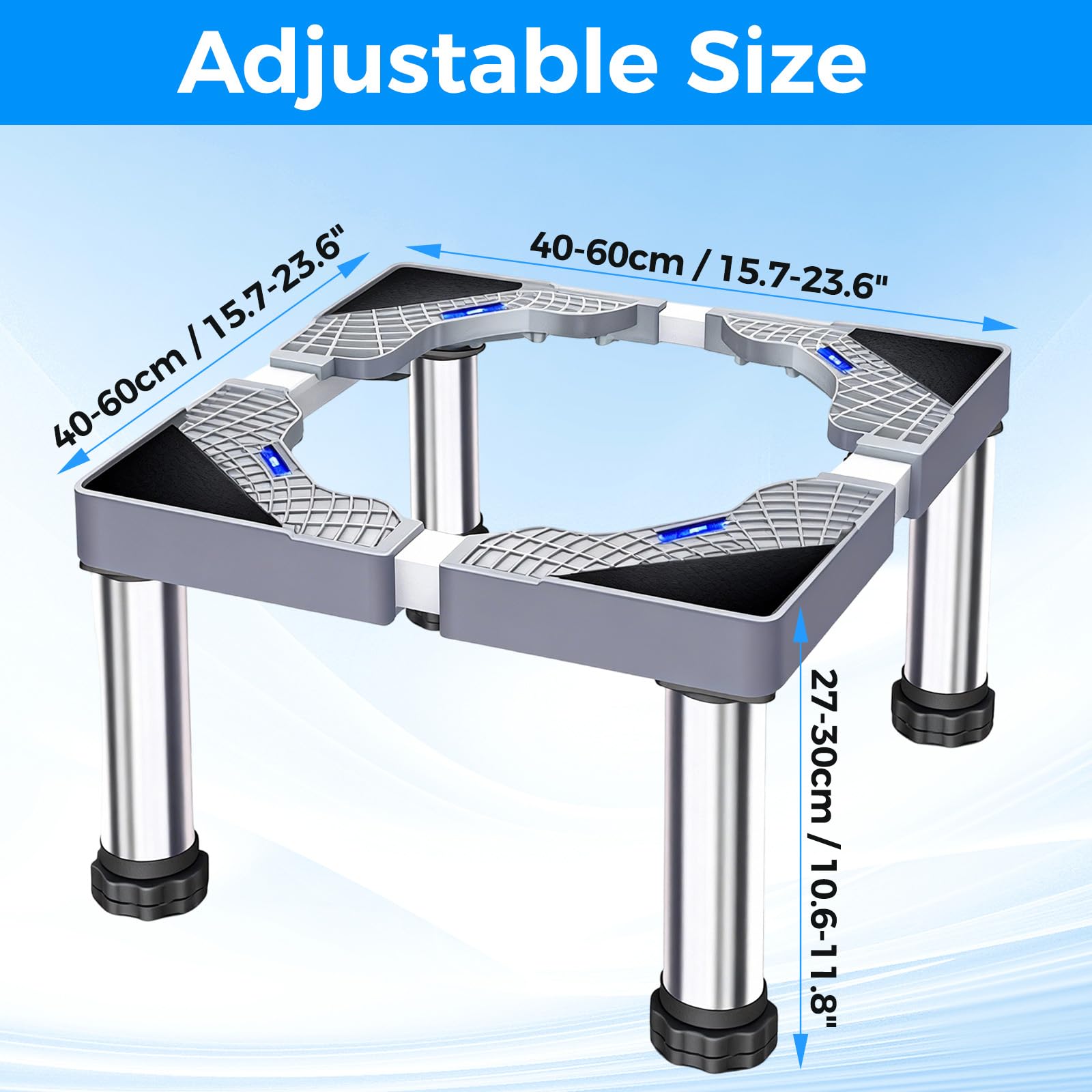 Waschmaschinen Untergestell Universal, Verstellbare Sockel, 40-60cm und 27-30cm, Maximale Tragfähigkeit 661 Pfund/300 Kg, Waschmaschine Untergestell für Geschirrspüler Gefrierschränke Wäsche