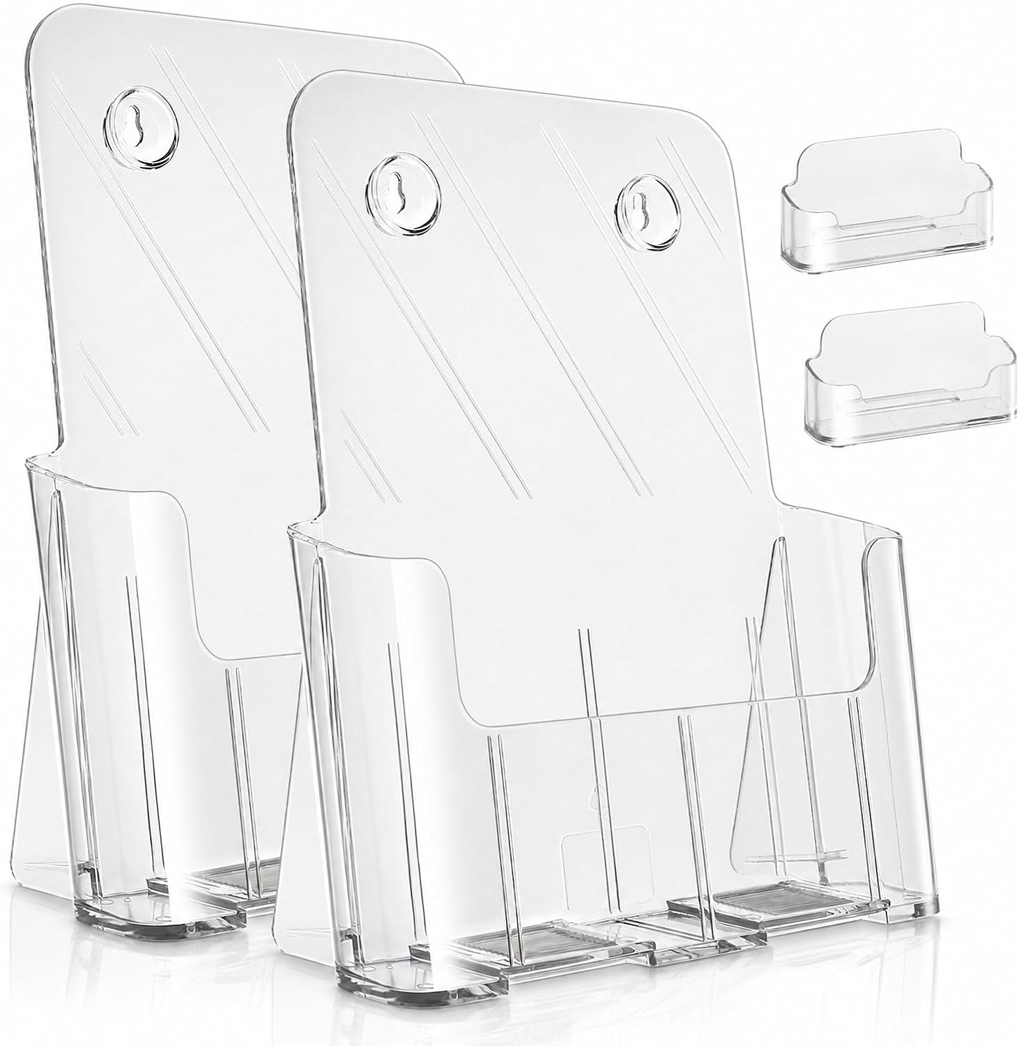 Acrylic Brochure Holder 8.5x11 Inches, Desktop/Wall-Mount Use, 4-Pack