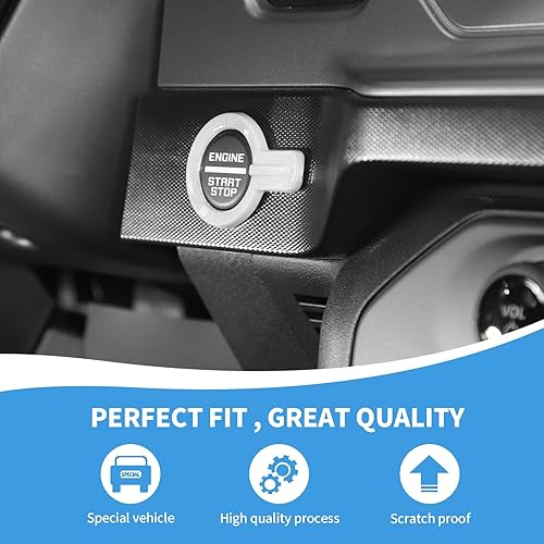 Vista 60 de Cubierta para botón de arranque Bronco, ajuste del botón de arranque del motor compatible con accesorios interiores Ford Bronco 2021-2023, fibra