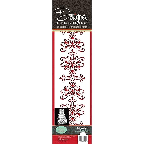 Designer Stencils Lace Set 4 Cake Stencil, Beige/semi-transparent