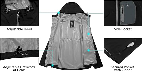 Miniatura 4 de Little Donkey Andy Men's Waterproof Rain Jacket Outdoor Lightweight Rain Shell Coat for Hiking, Golf, Travel