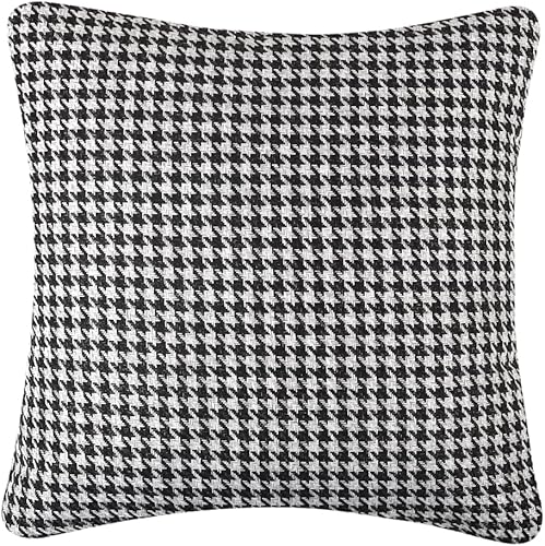 Miniatura 5 de Yeiotsy 2 fundas de cojín geométricas de pata de gallo para sofá, cama y silla, hechas de algodón y lino (18 x 18 pulgadas, negro)