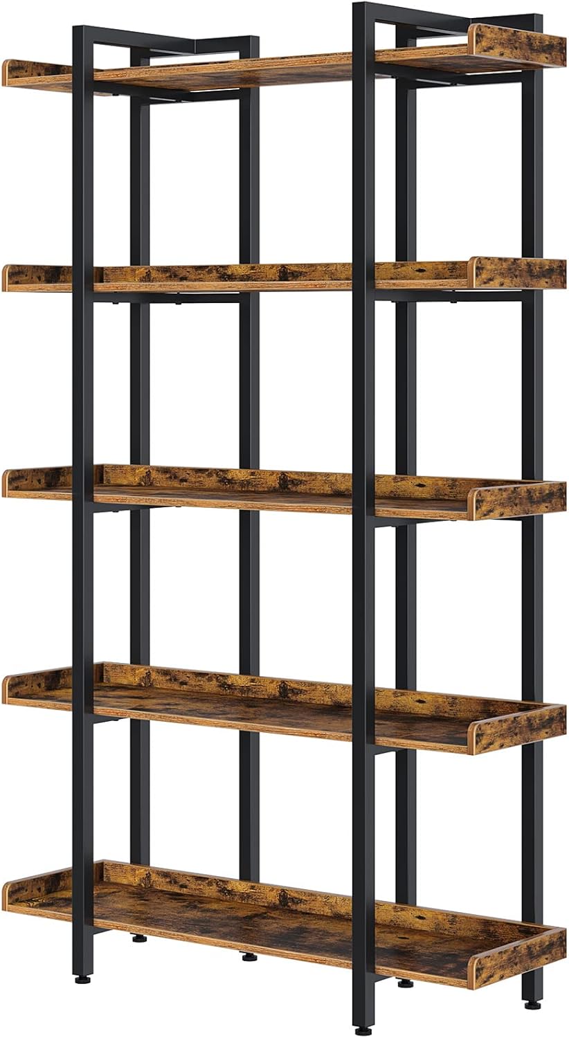 Rolanstar Bookshelf 5-Tier, Open Etagere Bookcase, 71.8’’H x 41.3”L Freestanding Bookshelves for Storage and Display, Rustic Book Shelves for Living Room Bedroom Home Office : Home & Kitchen