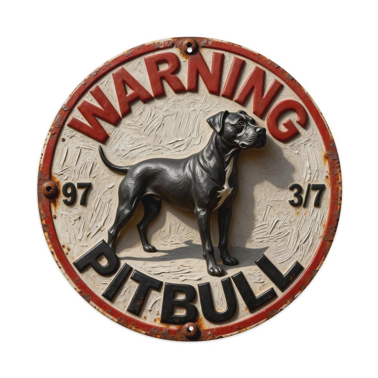 Zlatcbu Vintage Warning Pitbull Dog Alert Sign Metal Tin Sign Retro Wall Art Poster, Decor For Home Living Room Bar Cafe Garage, 8X8 Inch