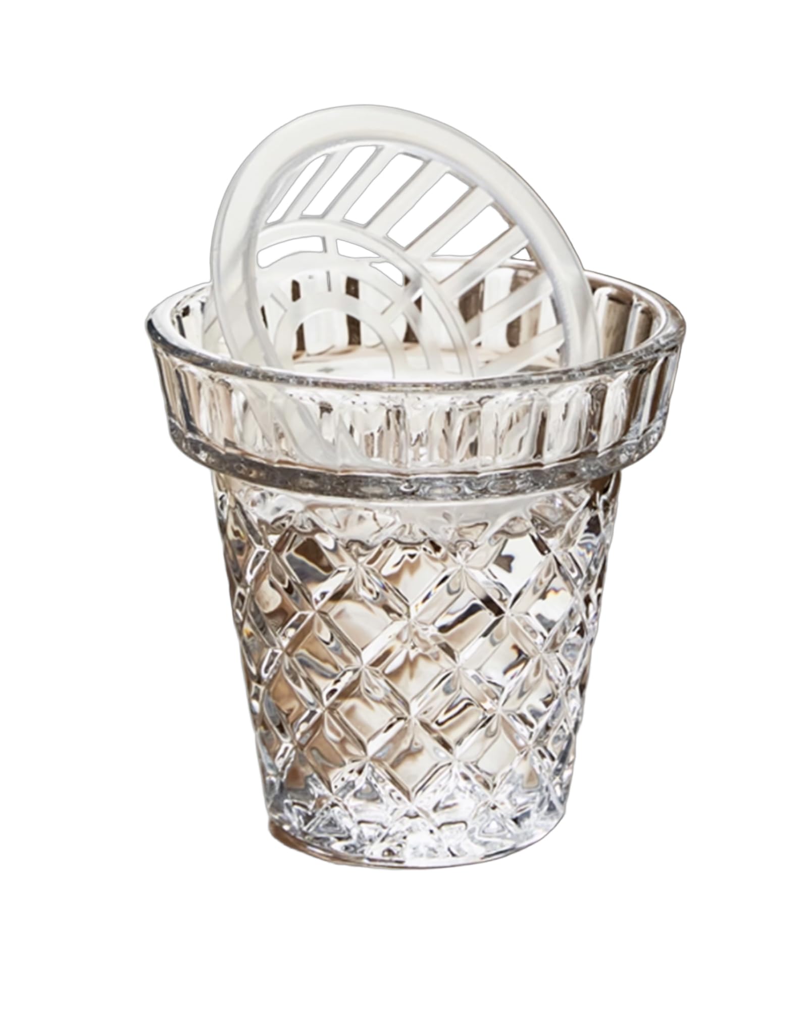 Embossed Thickened Glass Vase Wide Mouth Innjoii Big Base 15.5cm Large Bowl Bouquet Clear Vases Ribbed with a Hydroponic Baskets Vintage for Orchids Avocado Hyacinth Planter Terrarium, Flower Pot
