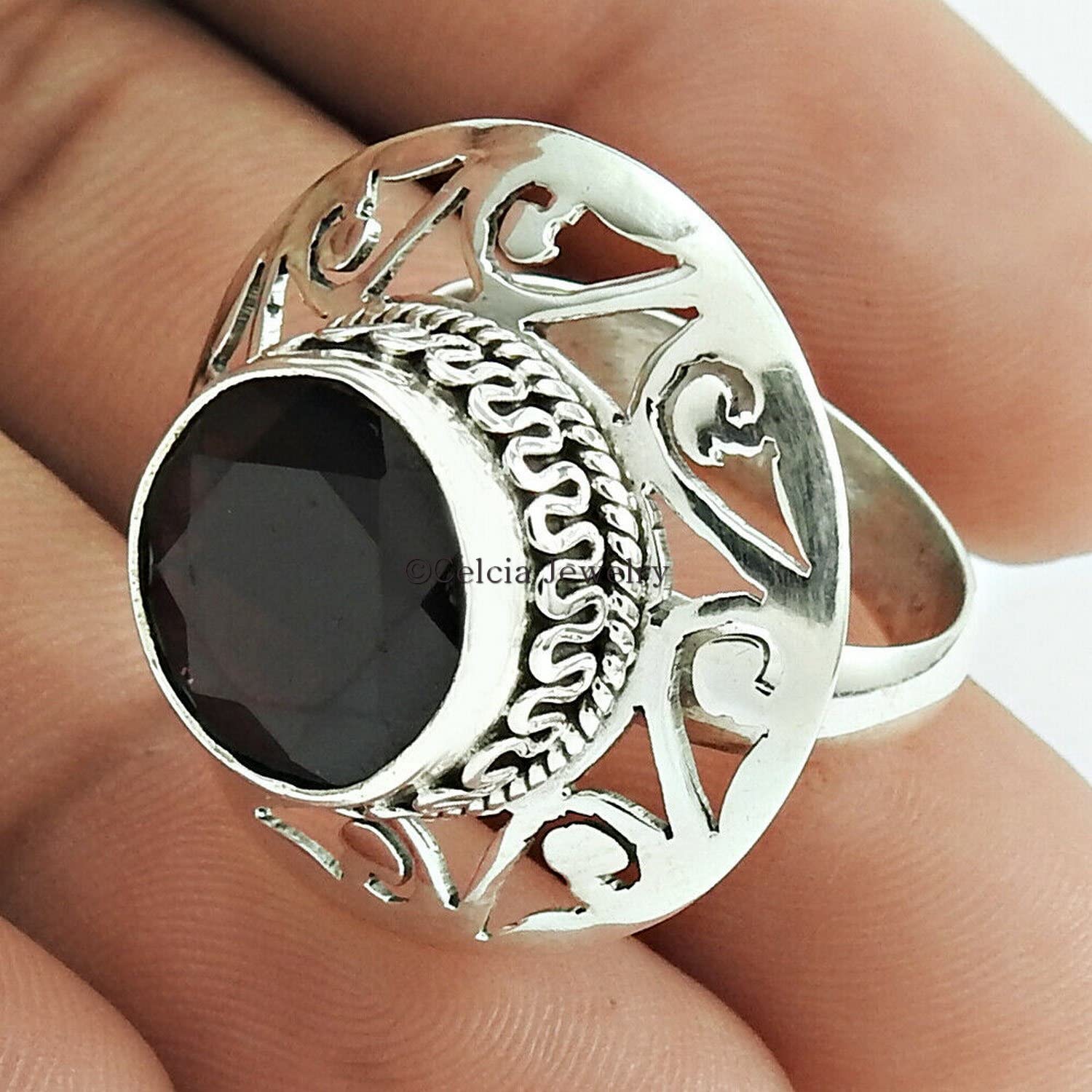 Anillo de banda roja granate natural, plata de ley 925, anillo tribal para mujer, anillo de boda, anillo de compromiso, anillo de promesa, regalos de aniversario para mamá, regalos de hermana