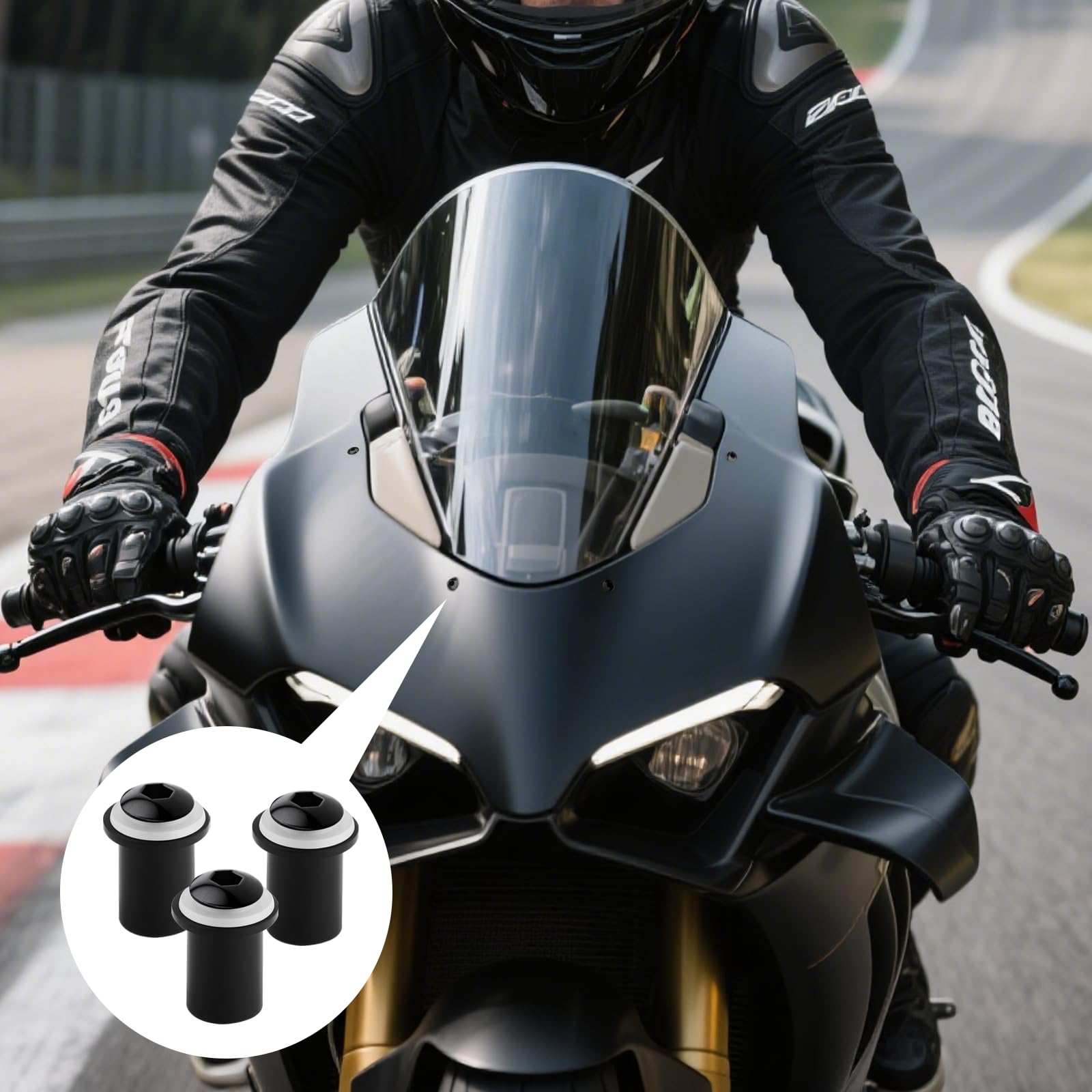 TXXATX 15 stuks bevestigingsschroeven voor motorfiets M5 x 16 mm zwarte bouten en M5 schroeven met sleutel voor bevestiging en voorruithouder
