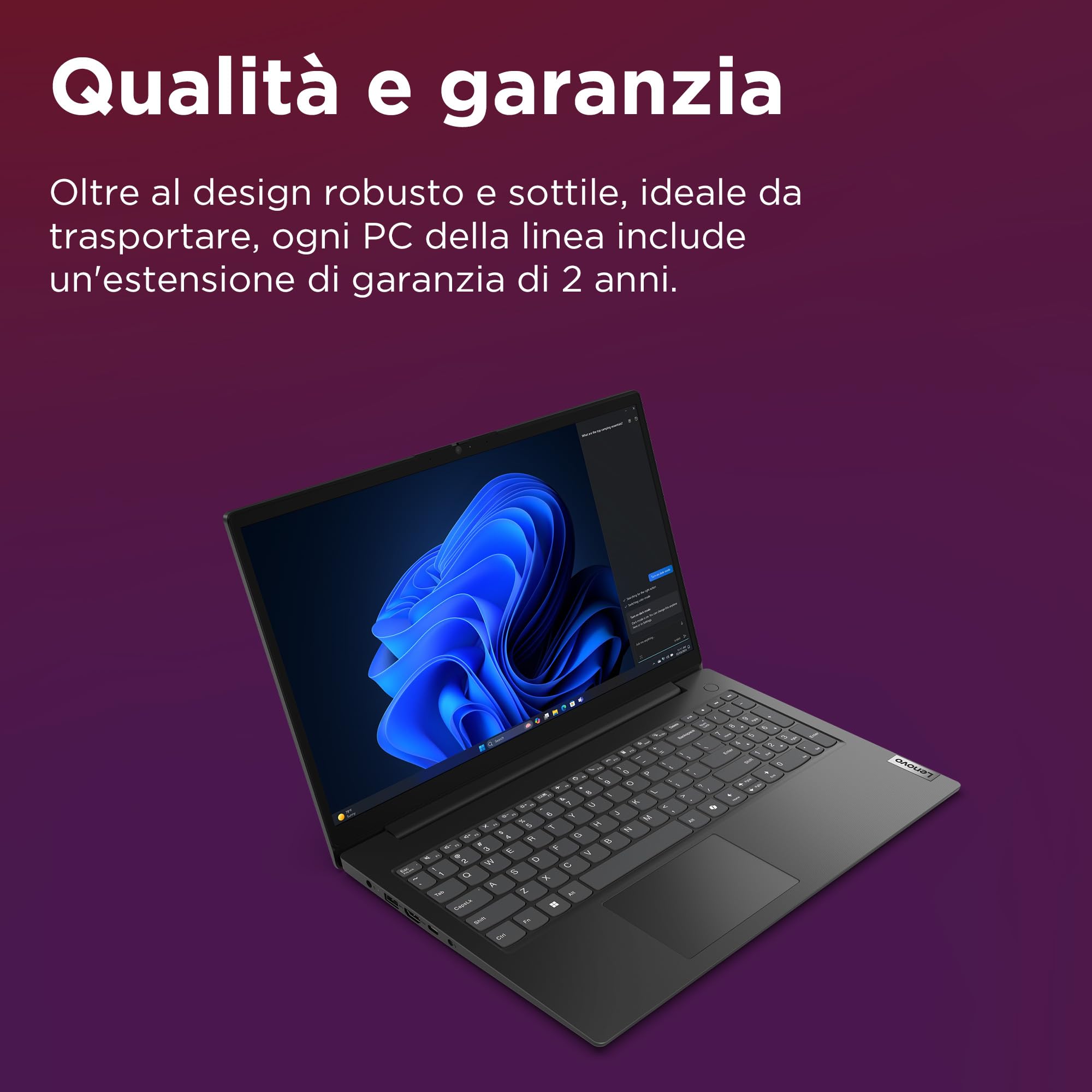 Lenovo V15 G5 IRL, Laptop professionale 15.6" Full HD con processori Intel Core 7, memoria RAM DDR5 16GB e archiviazione SSD Rapida 512GB, Windows 11 Pro – Nero