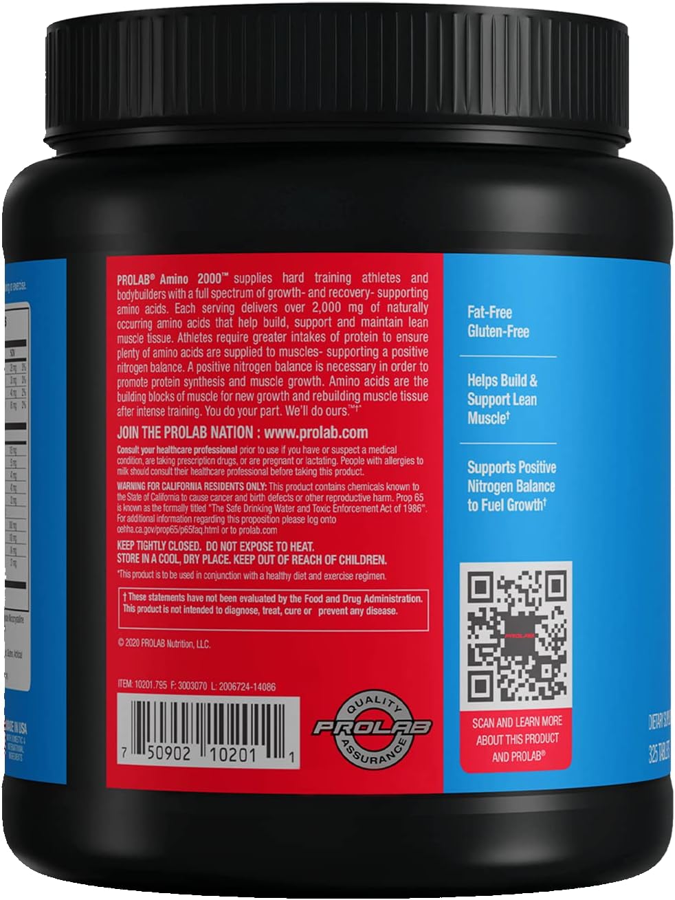 Prolab Amino 2000 Essential Amino Acids Supplement, Full-Spectrum EAA Formula for Muscle Recovery, Lean Muscle Growth & Performance Support (325 Tablets)