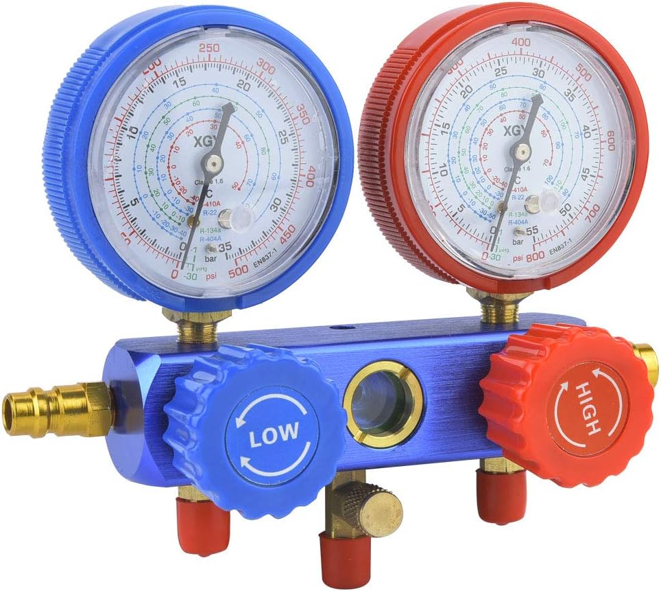 Refrigerant Tool Set Manifold Gauges Valve Set for Car Air Conditioning, AC Diagnostic Tool for Car Service Technician