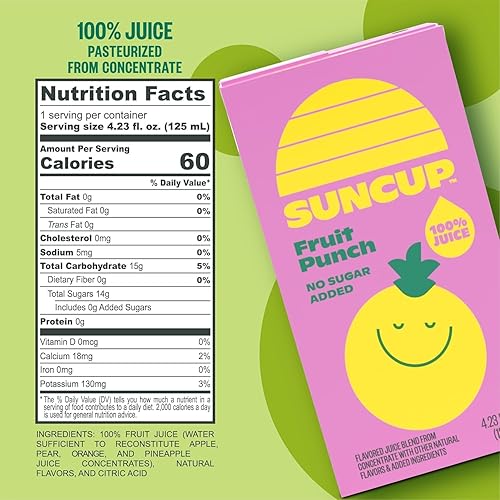 Miniatura 2 de SunCup Juice - Ponche de frutas (paquete de 40) Caja de jugo de 4.23 onzas con pajita, 100% mezcla de ponche de frutas para niños, paquete a granel