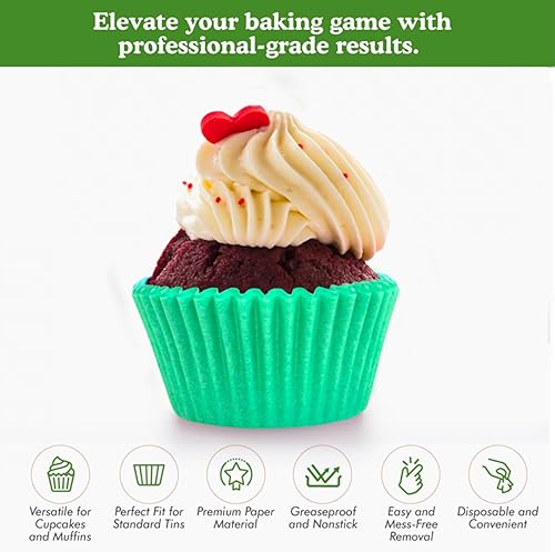 Vista 233 de Regency Wraps Vasos para hornear de grado profesional a prueba de grasa, paquete de 40 unidades, revestimientos estándar, lunares azul cobalto