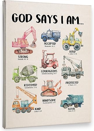 Amazon.com: PHAMTE Christian Construction Wall Art Decor Canvas, God ...