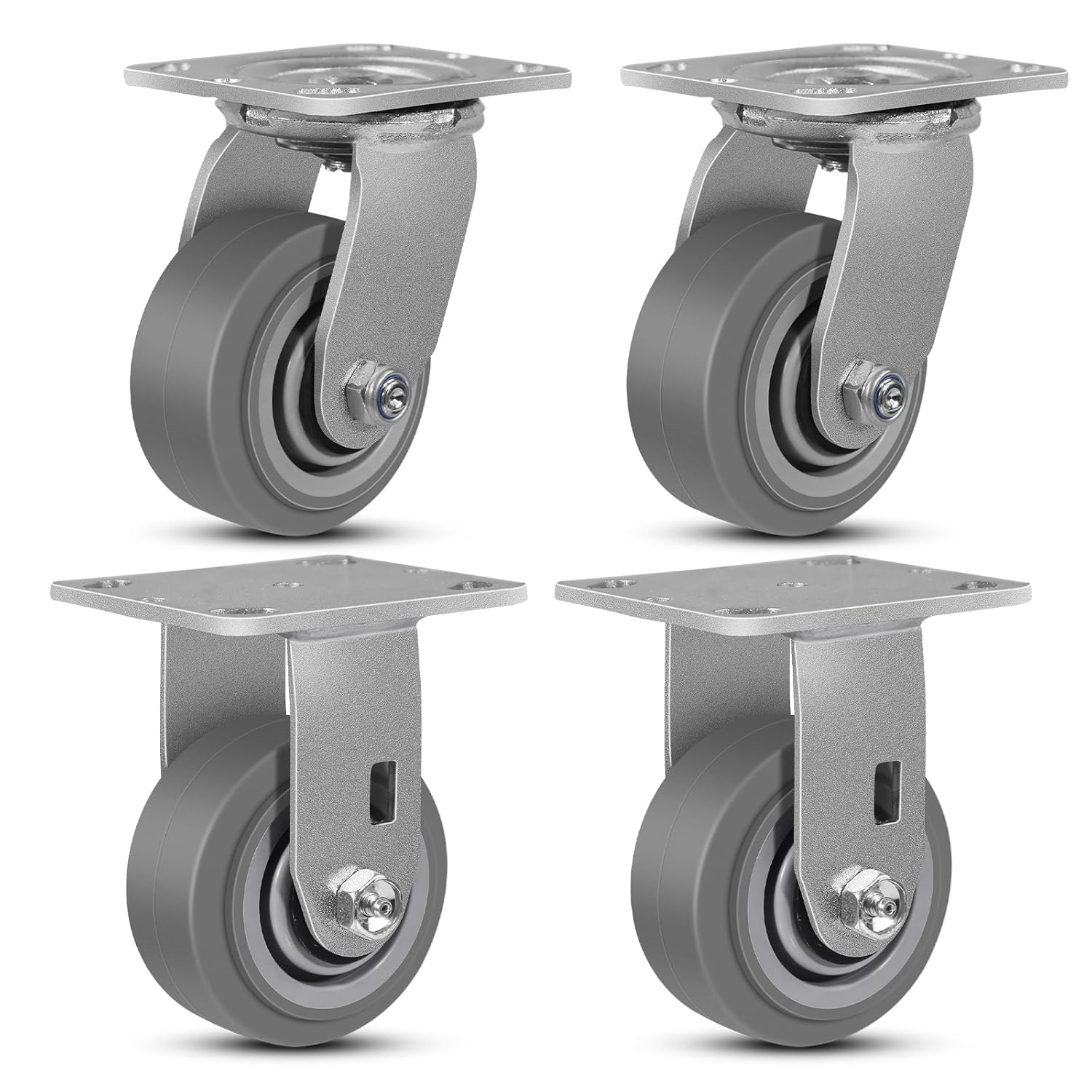 Caster Wheels, 4" Heavy Duty Industrial Casters Set of 4 with Load 2400lbs Capacity, Wheels for Furniture Toolbox, 4 inch Caster Set