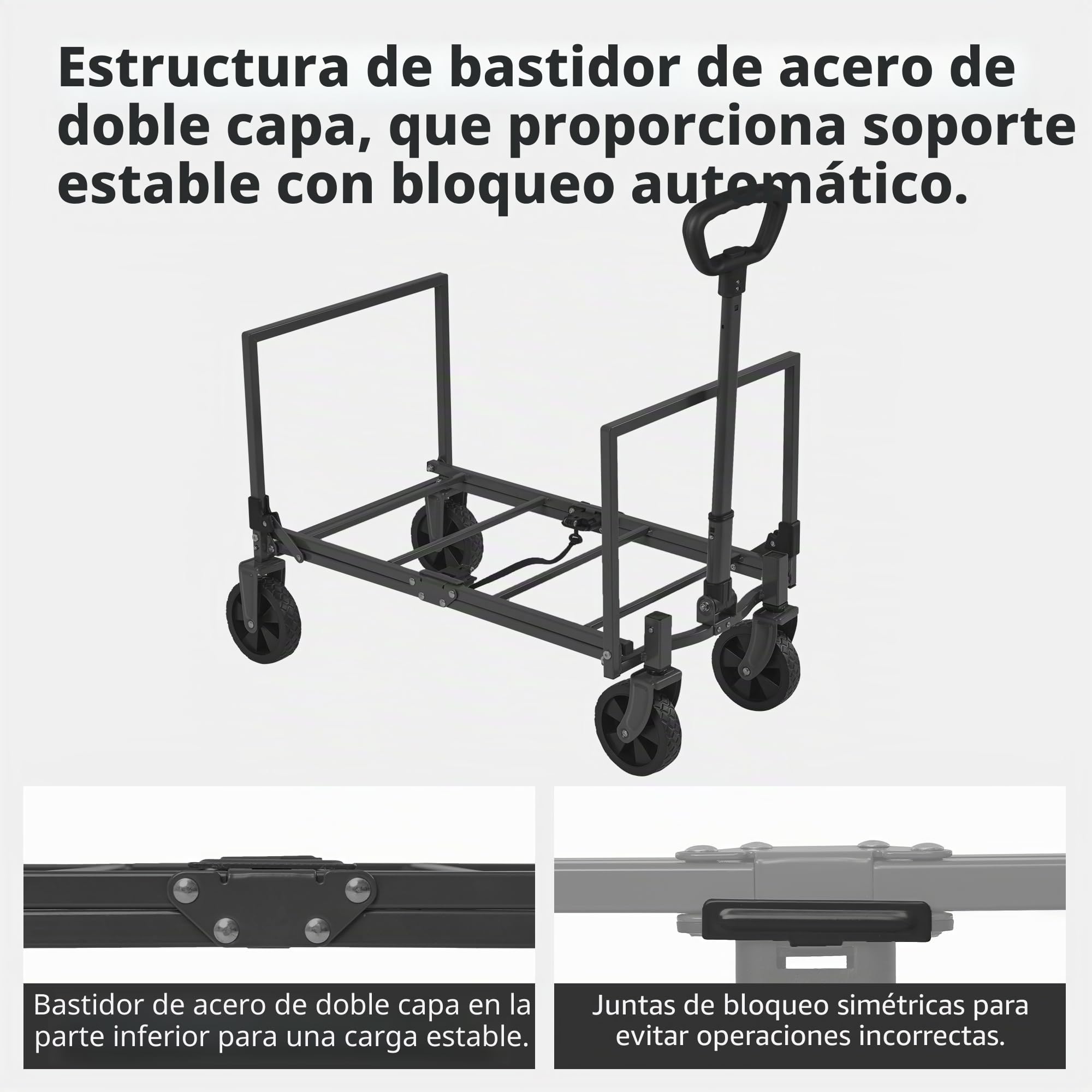 Naturehike 120kg Carro Playa Plegable con Ruedas Grandes, Carrito Camping Transporte para Jardín, Gran Vagón Plegable con Manija Ajustable & Bolsillos