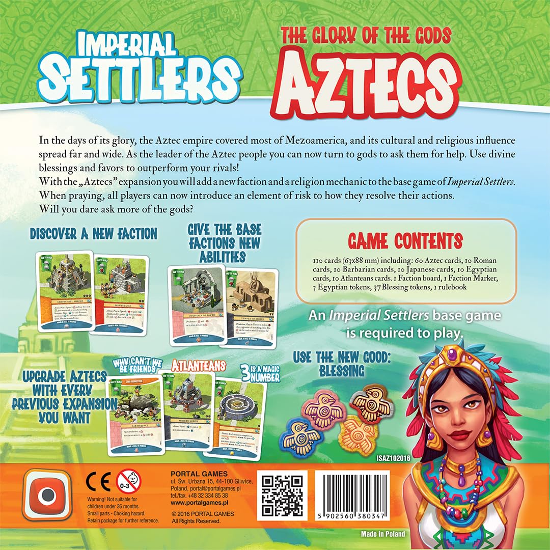 Amazon.com: Portal Games Imperial Settlers Aztecs Game, Multicolor