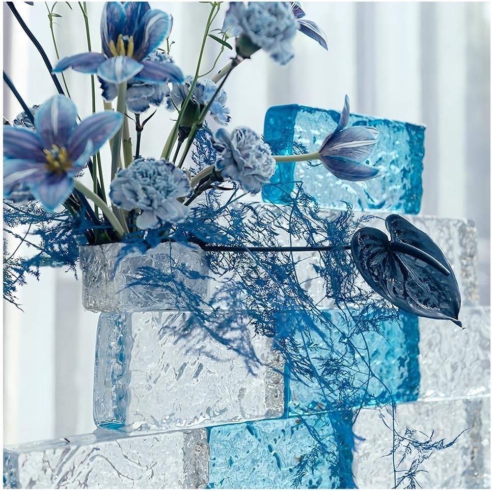 Zfmnoyev 1 Pack Rectangular Solid Glass Brick, High Transparency Colored Crystal Bricks, Decorative Partition Wall, Used for Room Partitions, Building Decoration, Bars, Hotels(C)