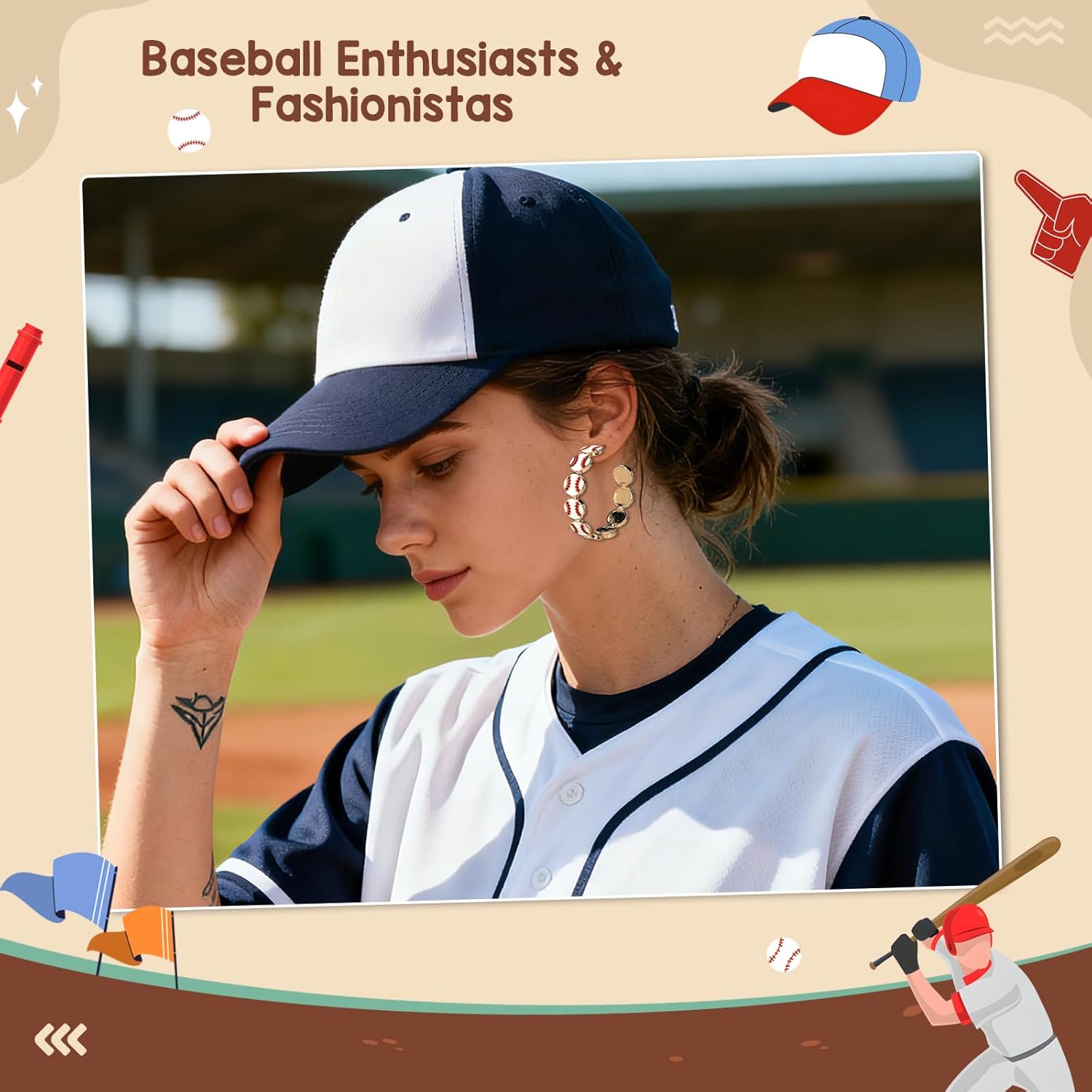 Baseball Earrings for Women Game Day Hoop Earrings for Game Day Baseball, Basketball, Football Fan Jewelry Outfit Accessories - Image 6