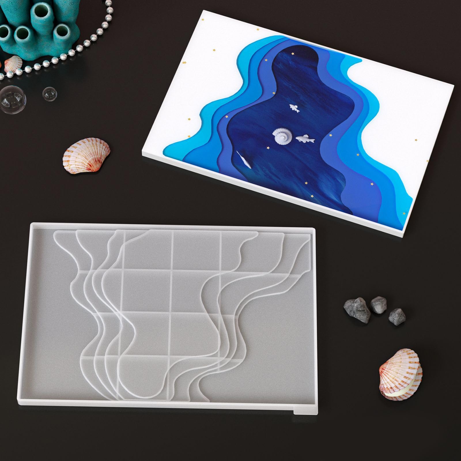 Generisch Bandeja de resina irregular moldes de silicona para hacer velas, chocolate, joyas, bandeja de almacenamiento, yeso, decoración del hogar, colofonia