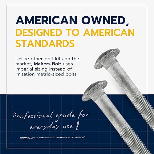 Vista 30 de Kit de pernos de carro galvanizado de 1/2 x 10 pulgadas (25 unidades), grado 307A, incluye arandelas planas USS de 1/2 pulgada (25 piezas) y tuercas