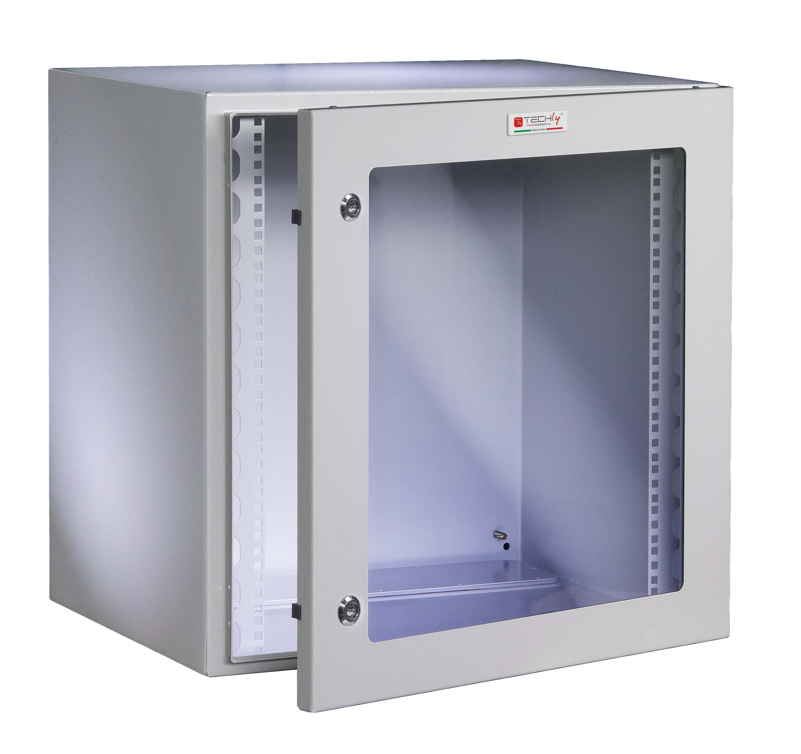 Techly Professional 027750 Armadio Rack 19" a Muro 13U Grigio IP65 Porta Vetro Prof. 400 mm Grigio