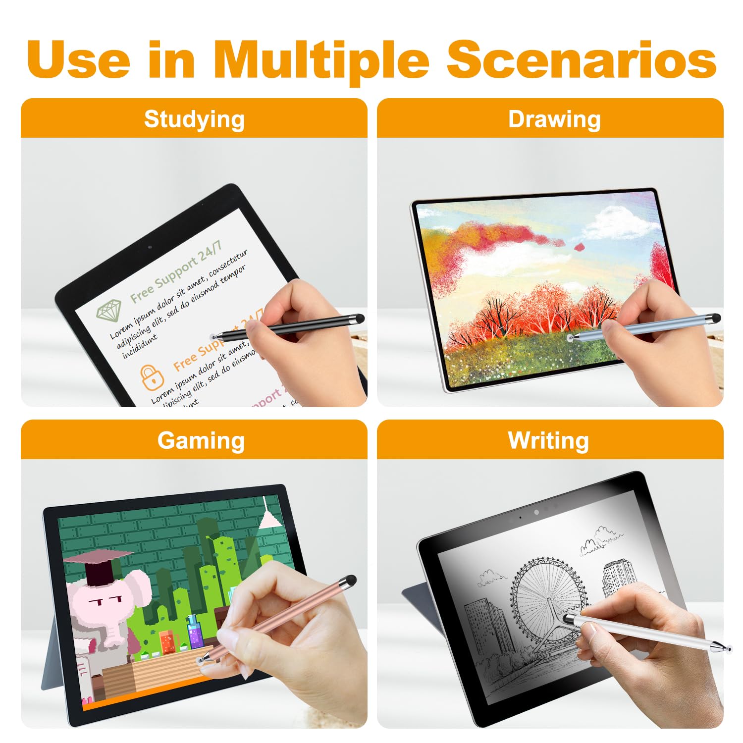 Pennino capacitivo 2 in 1 per touch screen, ad alta precisione e sensibilità, adatto per iPad/iPhone/Samsung/smartphone Android e tablet, compatibile con tutti i touch screen