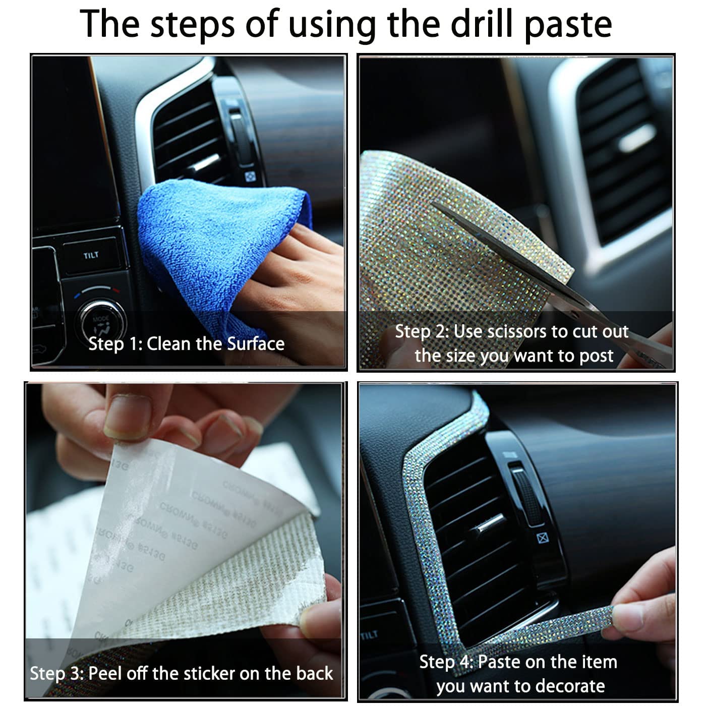 3 Rouleaux De Strass Autocollants En Cristal Et Strass 3 Mètres De