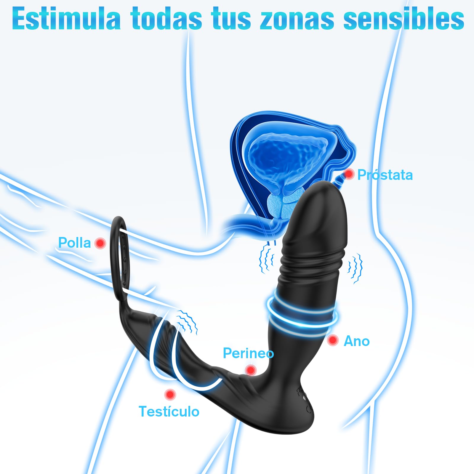 Consoladores Prostata Plug Anal Vibradores Anillo Vibrador Hombre con APP - Dildo Juguetes Sexuales Eróticos para Hombres Gay Pareja, Consolador Sex Toys de Pene Masajeador Estimulador Masturbador