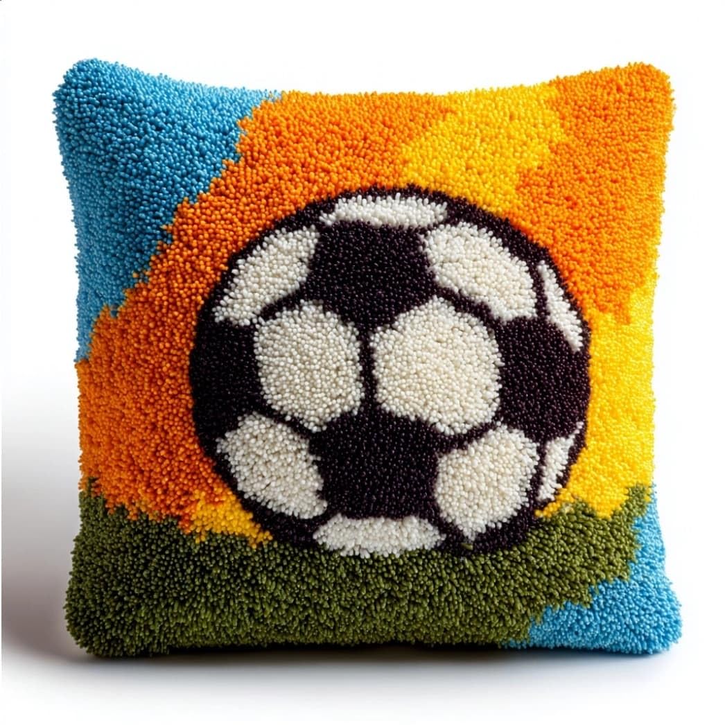 Taxpy DIY Latch Hook Pillow Kit,Soccer 43 X 43 Cm