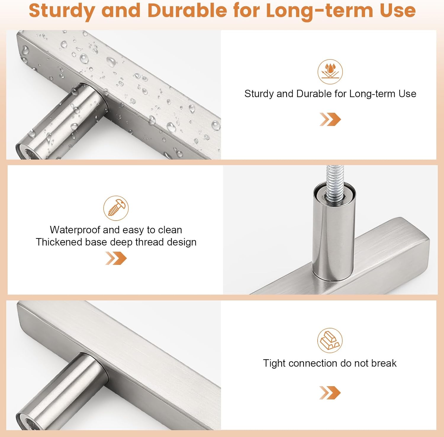 Probrico 30 Pack Square Brushed Nickel Kitchen Cabinet Handles, 3inch(76mm) Holes Spacing Dresser Drawer Pull Handles, Stainless Steel Kitchen Cabinet Pulls