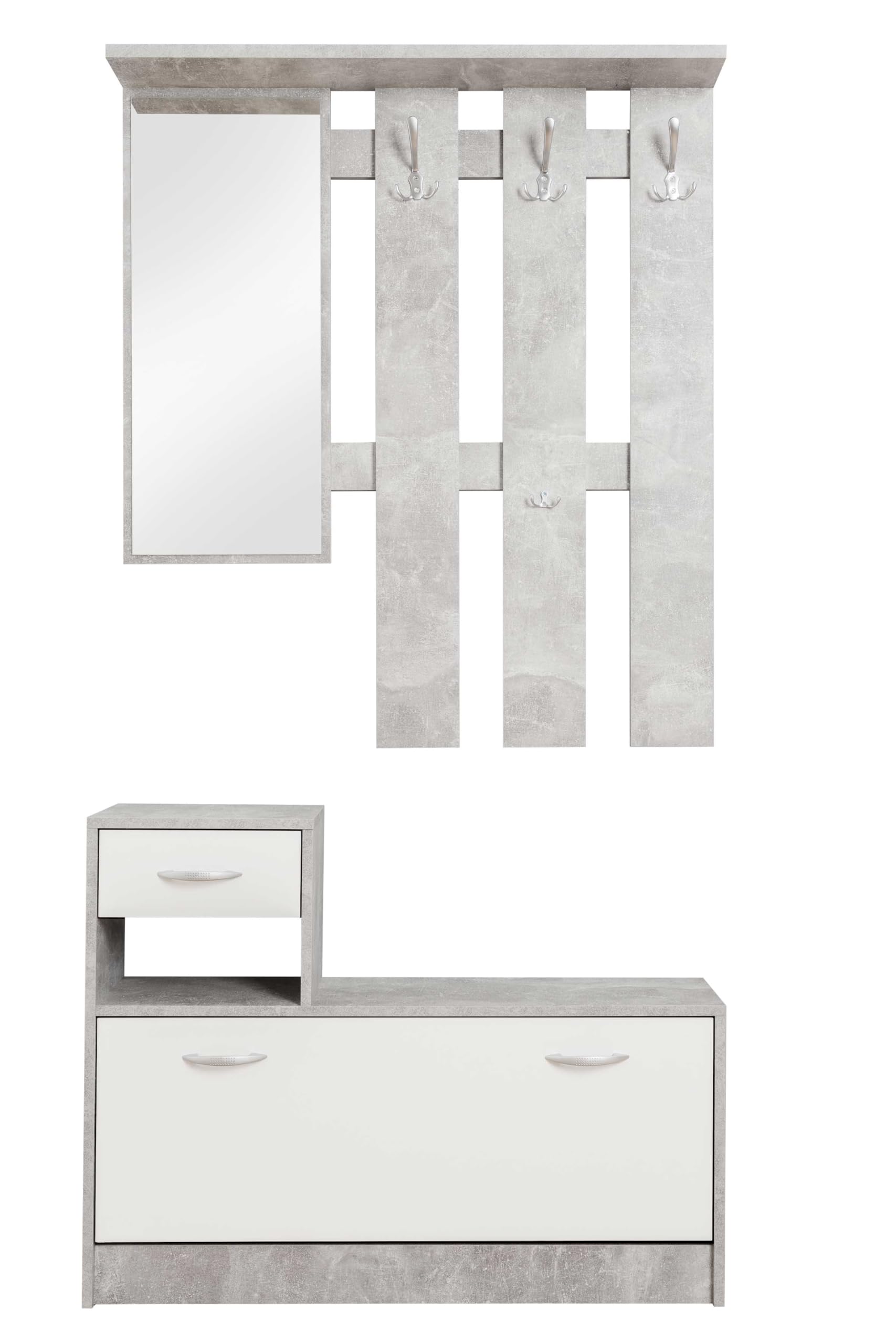 Indomita, Mobile Ingresso Rudolf Cemento, Misure: L 100 x H 180 x P 30 cm, per Riporre Abiti, Scarpe e Borse, Mobile Ingresso Moderno in Legno