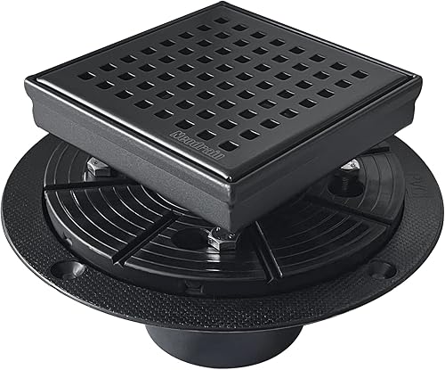 Neodrain - Drenaje cuadrado de 4 pulgadas con rejilla extraíble de patrón cuadrado, acero inoxidable 304 cepillado, incluye base de drenaje, colador disponible en Yaxa Peru