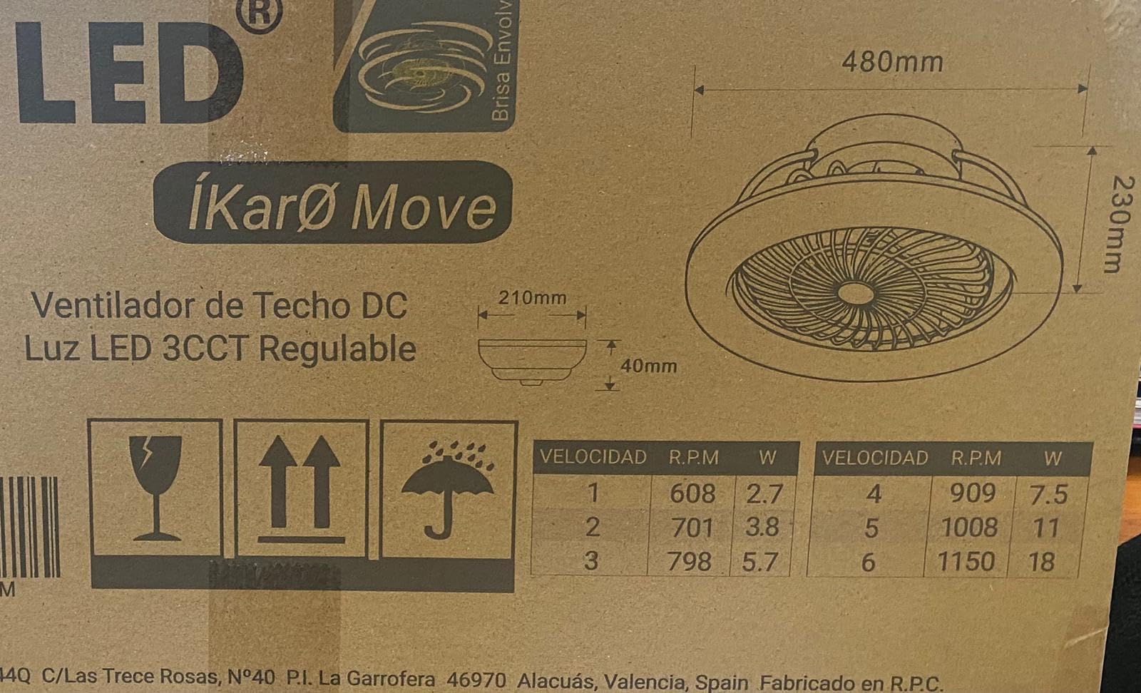 VENTILADOR TECHO SILENCIOSO PLAFÓN LED APP MÓVIL IKARO BLANCO 2026 - DC, regulable, 3 tonos, Verano/Invierno, aspas protegidas, 6v, bajo consumo, Fácil montaje (Brisa Envolvente)