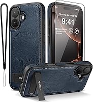Vista 14 de Funda magnética de piel para iPhone 17, soporte invisible integrado [compatible con Magsafe], funda protectora delgada con función atril para iPhone