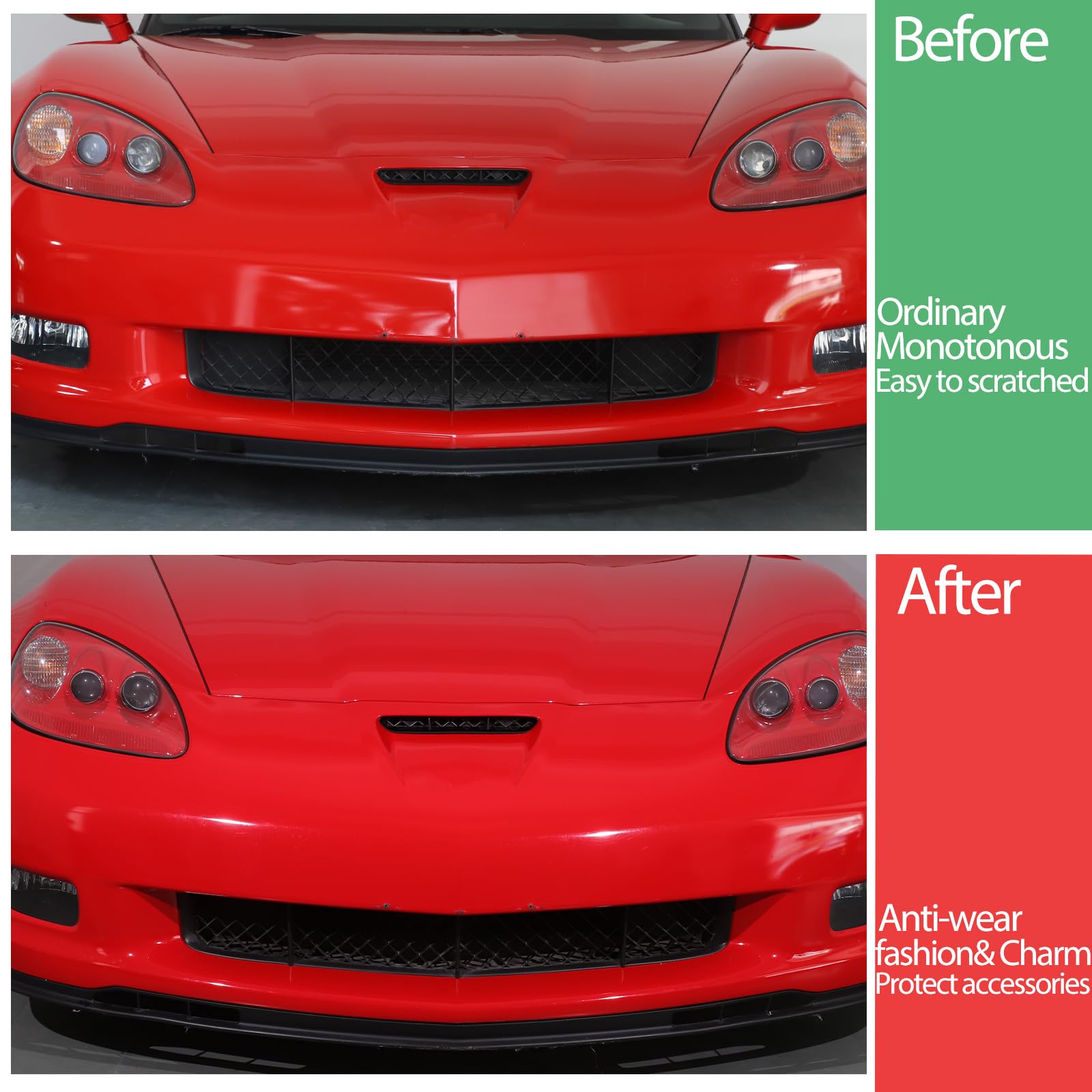 Car Hood Vents Compatible with Chevy Corvette C6 2005-2013, Hood Scoop Body Kit, Engine Hood Air Outlet Vent Moulding Replacement Accessories