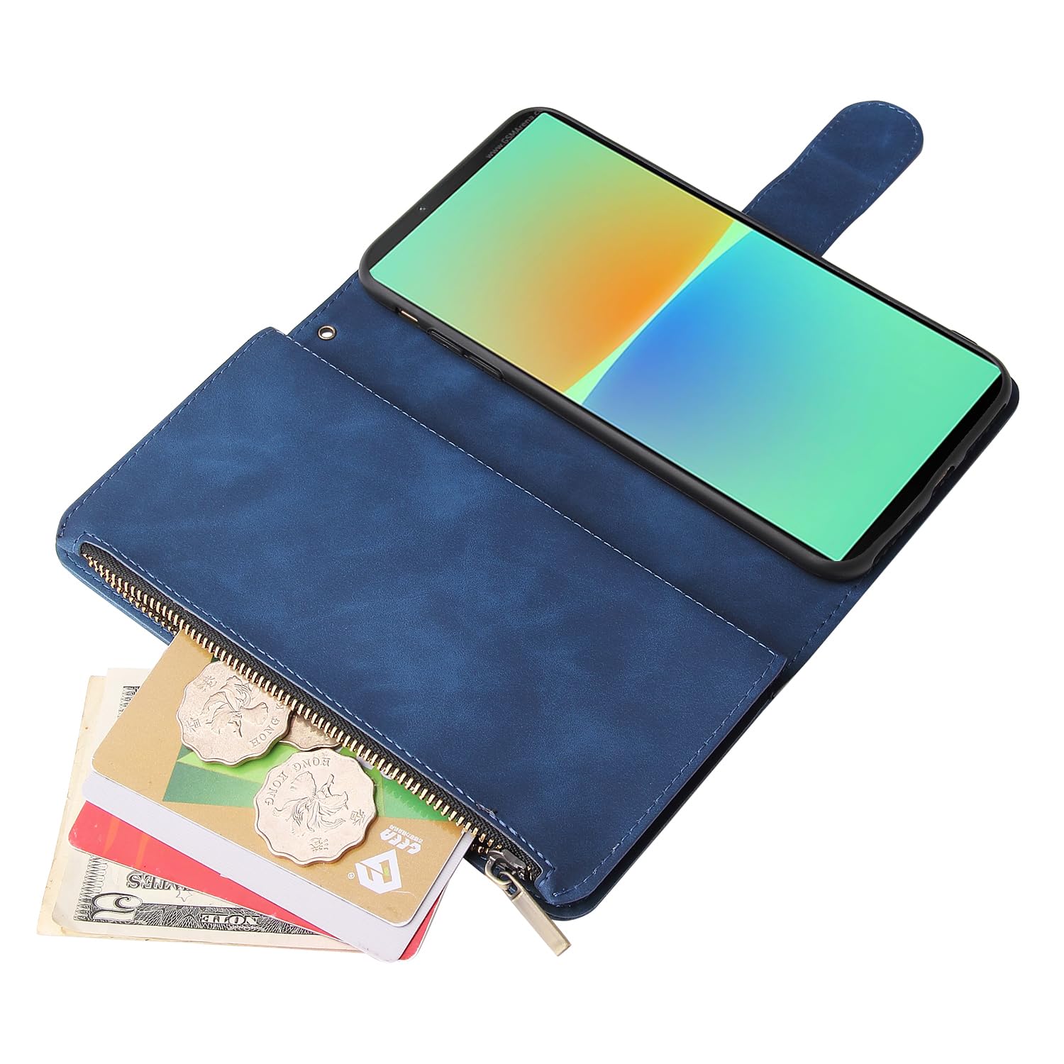 Asuwish Phone Case For Sony Xperia 10 IV Wallet Cover And Screen Protector Zipper Card Holder Slot Stand Leather Cell Accessories Protective Magnetic Flip Folio Experia 10IV 5G XQ-CC72 Women Rose Gold - View #3