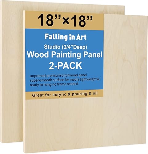 Miniatura 70 de Falling in Art - Juego de paneles de lienzo de madera de abedul sin terminar, paquete de 2 tablas de cuna de 16 x 20 pulgadas de profundidad