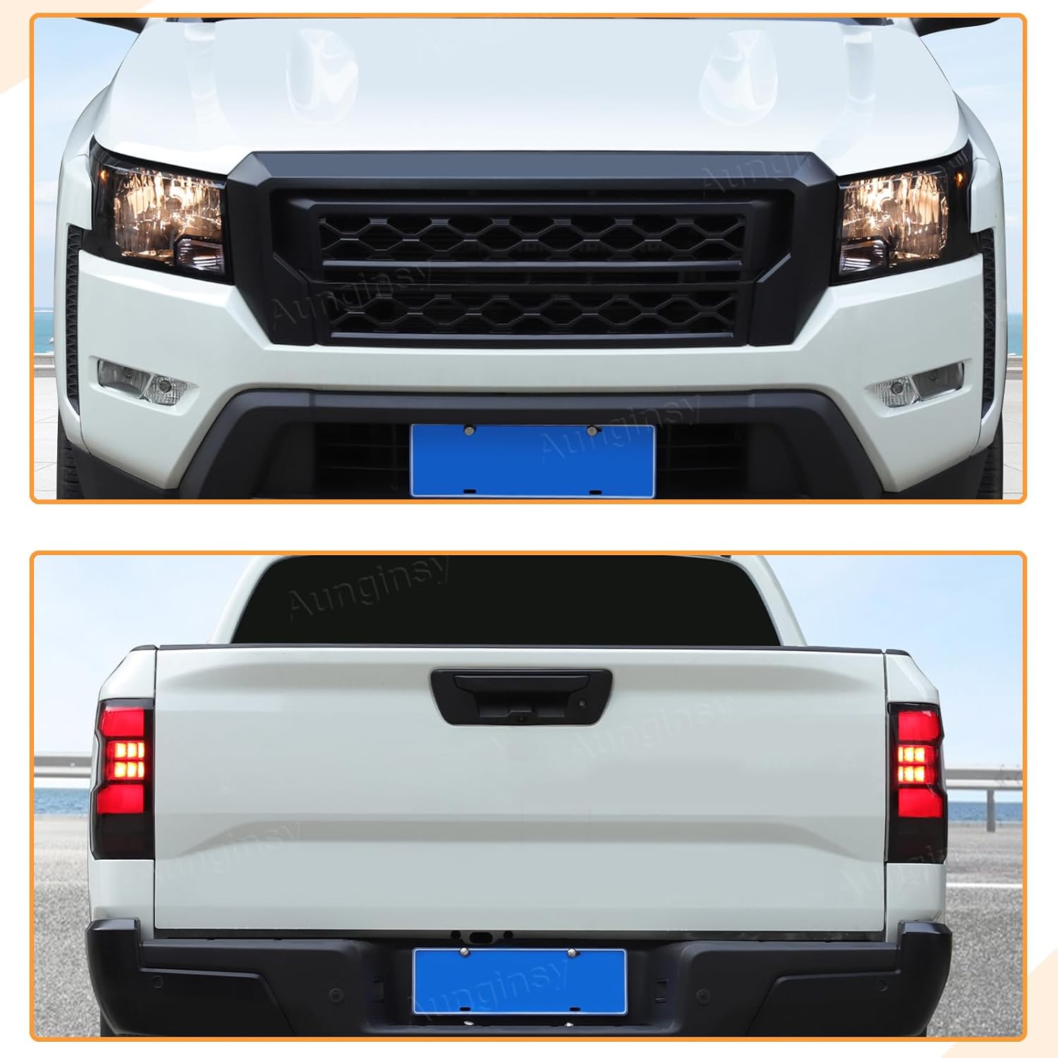 Car Front Headlight Tint Film & Rear Taillight Trim Sticker Compatible with Nissan Frontier 2022-2025, Precut Taillight Headlight Lamp Overlay Kit Black Transparent TPU Decals Protector Accessories