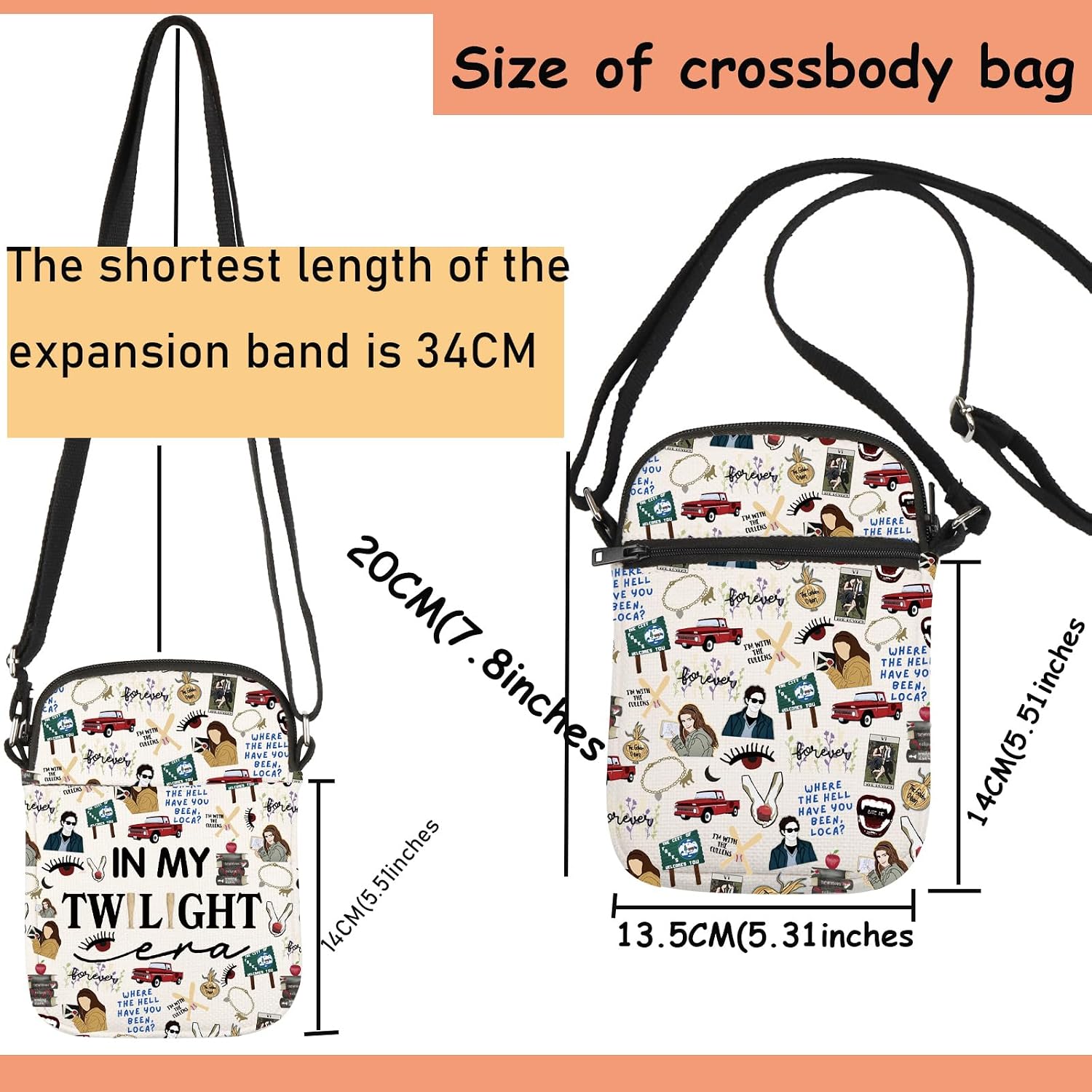 TSOTMO Horror Merch Vampire Movie Gift Vampire Fans Crossbody Bag for Bella Edward Fans (TW Era Cross) image 4