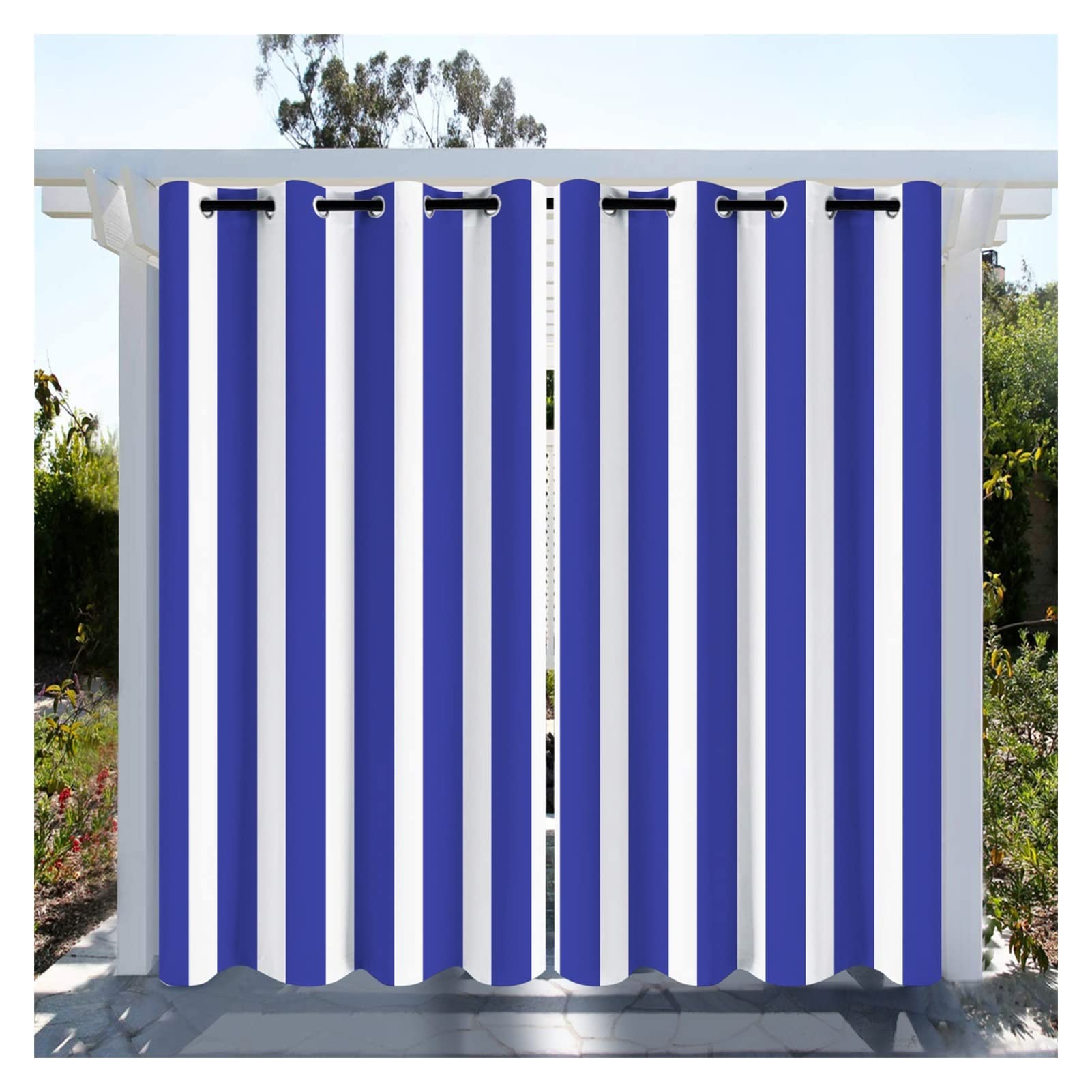 KFGDFD Gazebo Curtain Waterproof Privacy Drapery, with Grommets Shading and Heat Insulation Outdoor Blinds for Porches, Cottages, 2 Panels Color : Blue, Size : W47xH59in(1.2x1.5m)