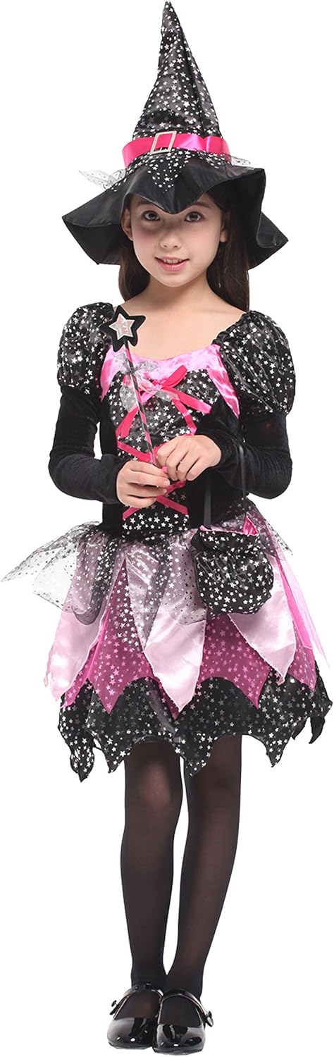 C Princess キッズコスチューム 悪魔 魔女ドレス お値打ち価格で ハロウィン 万聖節 子供 女の子 演出 L かわいい 仮装 キッズ 魔法使い コスプレ 女児