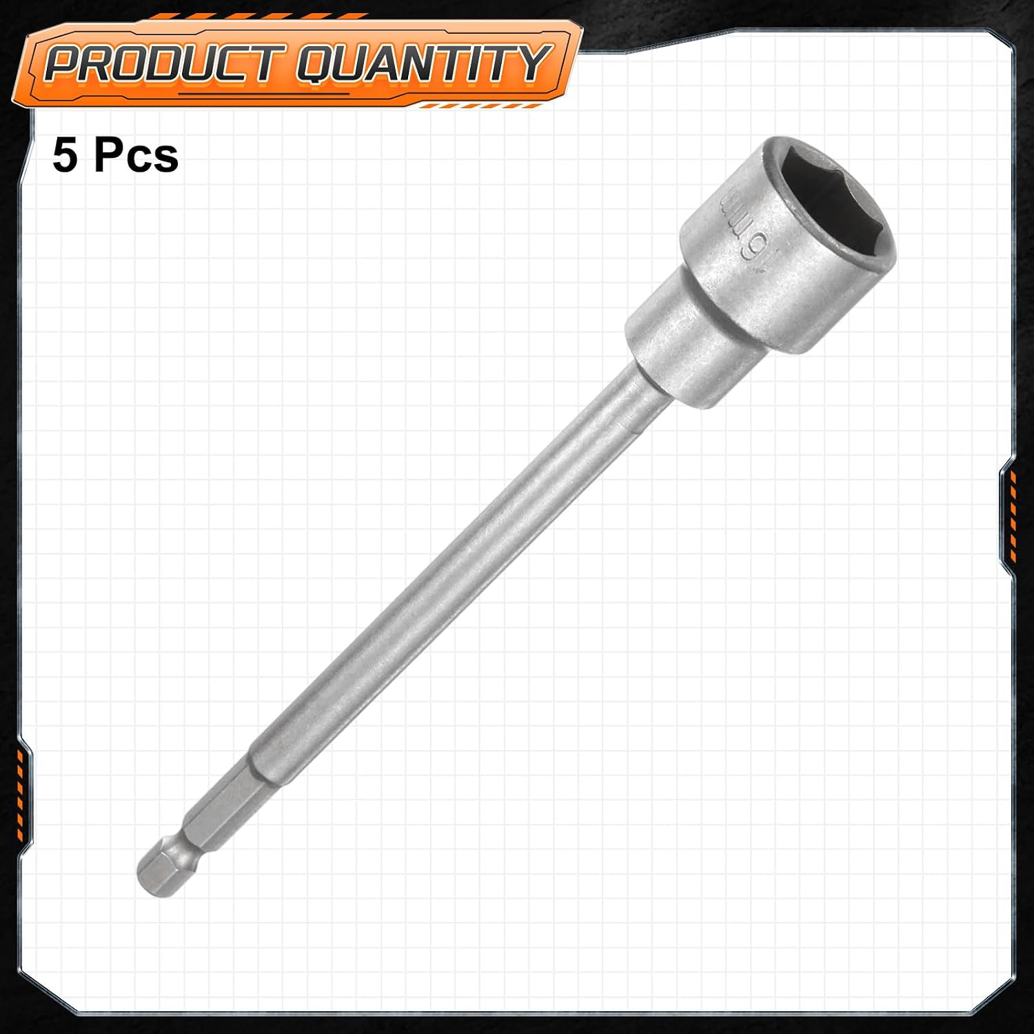 HARFINGTON 5pcs Nut Driver Drill Bit 16mm Metric Impact Socket 1/4" Hex Shank 6" (150mm) Extra Long Magnetic 6-Point Sockets Quick-Change CR-V Steel Bolt Setter for Power Drill Drivers