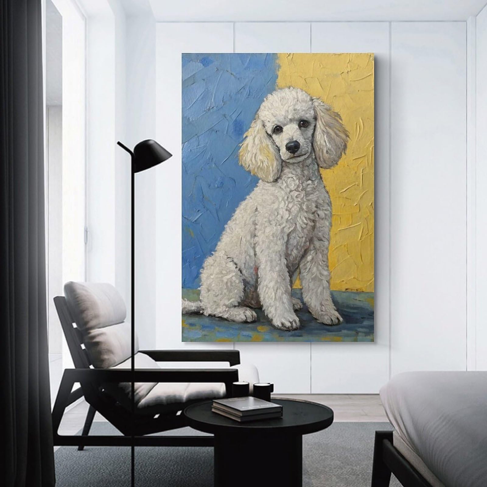 Junmoney Painting of A White Poodle Home Decor Wall Art, 20x30inch(50x75cm), for Home, Office, Studio Or Guest Room, An Adaptable Decor Piece for Home Use
