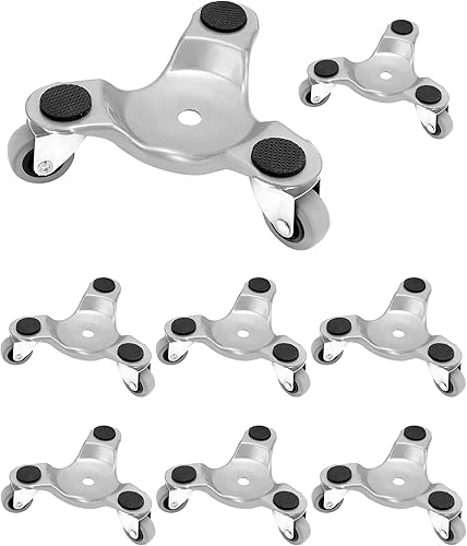QWORK 8 unidades de 6 pulgadas de acero Tri-Dolly, capacidad de carga de 400 libras, ideal para mover muebles y electrodomésticos, duradero y fácil