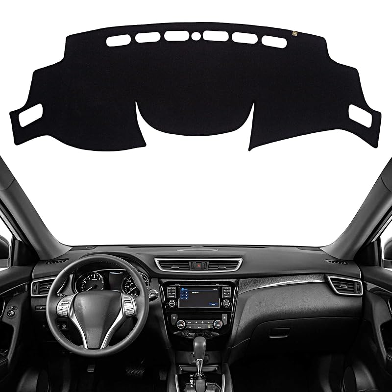 Capa para painel automotivo KEYOOG preta para Nissan Rogue 2014–2020 e Rogue Sport 2017–2022 sem HUD