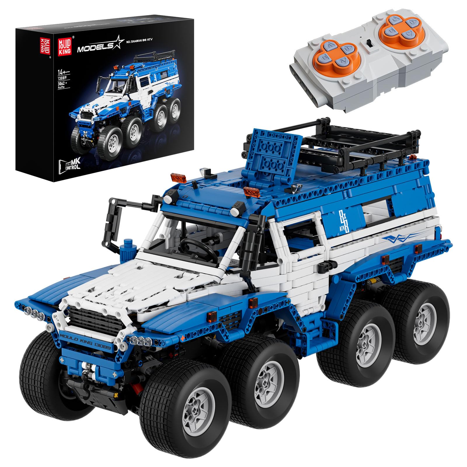 Mould King 13089 Ferngesteuert Geländewagen SUV Klemmbausteine Avtoro Shaman 8×8 Geländefahrzeuge Offroad Bausteine mit Motor Kompatibel mit Andere Marke(3062 Teile)