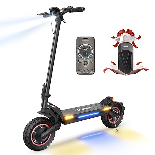 iScooter Electric Scooter Adults, 50MILES Long Range, 38MPH Top Speed, Commuting and Off-road Electric Scooter 2000W Motor with Turn Signals and Double Braking Systems, APP - iX7 Pro, Black