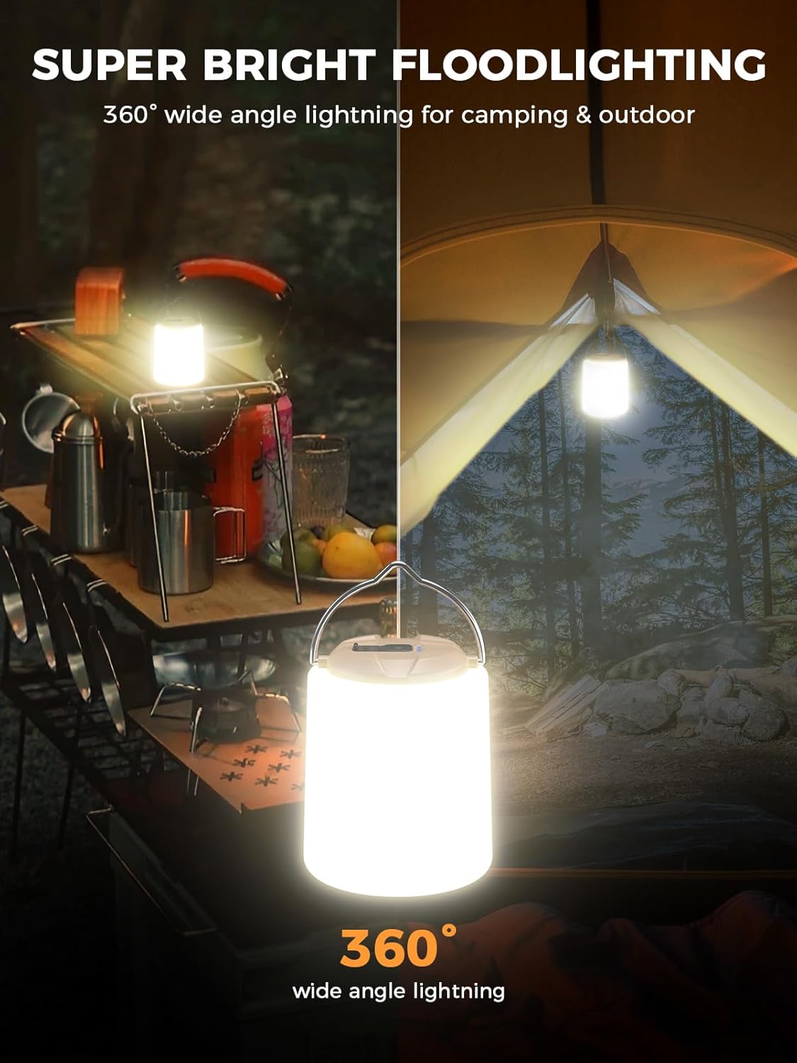 Smiling Shark LED Camping Lantern, Mini Camp Lamp Warm Light Rechargeable & Portable Dimmable Waterproof Tent Lamp for Adults & Kids Camping Fishing Hiking Emergency, LED-Camping-Lantern-Mini-Tent