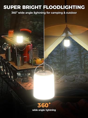 Miniatura 2 de Smiling Shark Linterna LED para campamento, mini lámpara de campamento, luz cálida, recargable y portátil, regulable, impermeable, lámpara de tienda