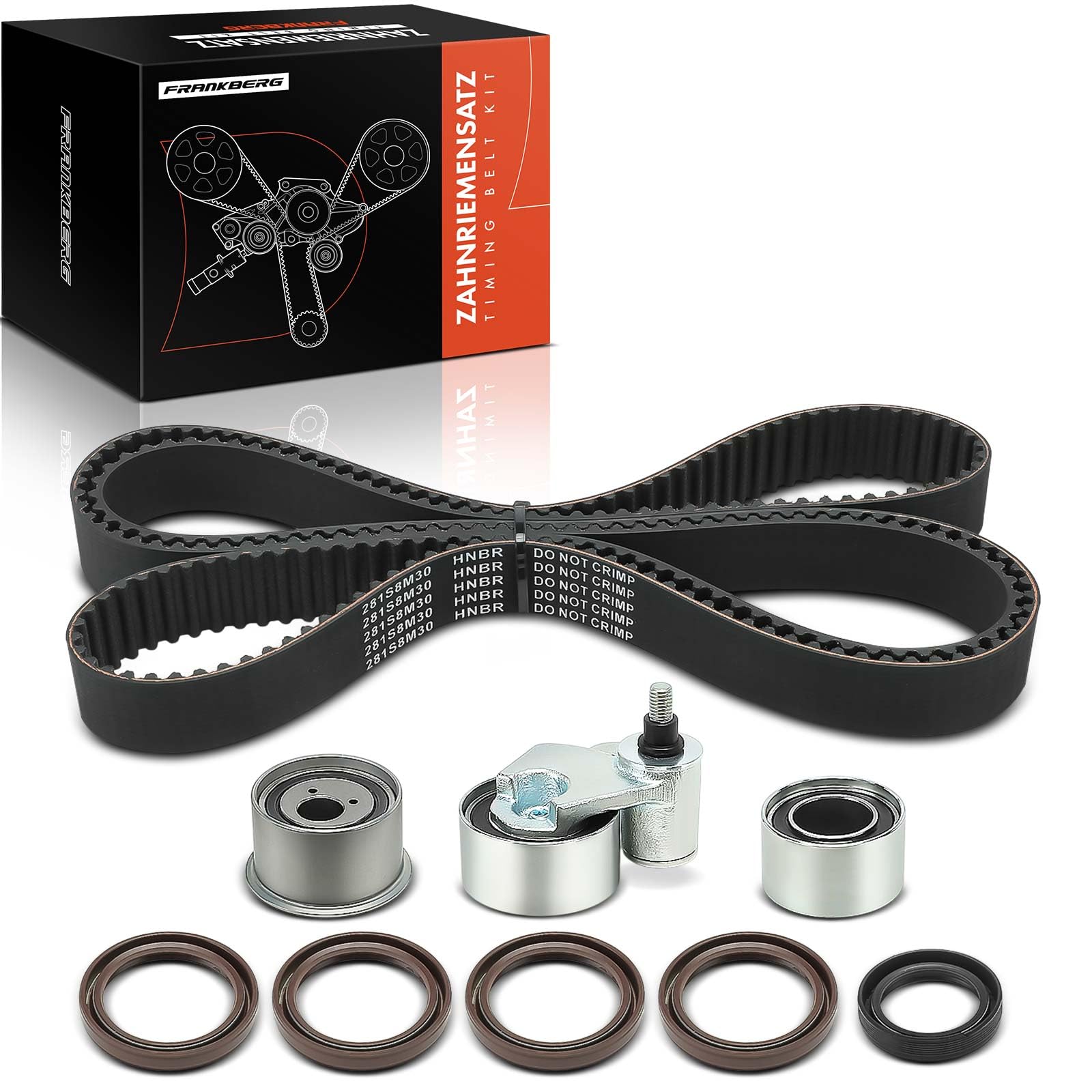 Frankberg Kit de correa de distribución correa de distribución motor de | Compatible con: A4 8EC, A8 4E2 4E8, A6 4B2 4B4, A4 Cabriolet 8H7, A6 Avant 4B5 4B6, A4 Avant 8ED, A4 8E2, A6 Avant 4F5